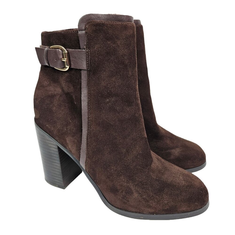 Lands' End Ankle Buckle Boot Spice Brown Suede/Leather US 9